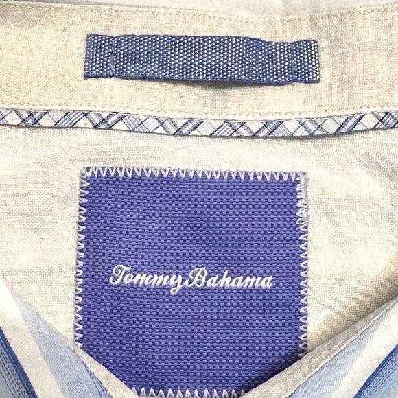Tommy Bahama Blue Grn Striped Button Up Mens XL Long Sleeve Shirt Woven Casual - Picture 5 of 9